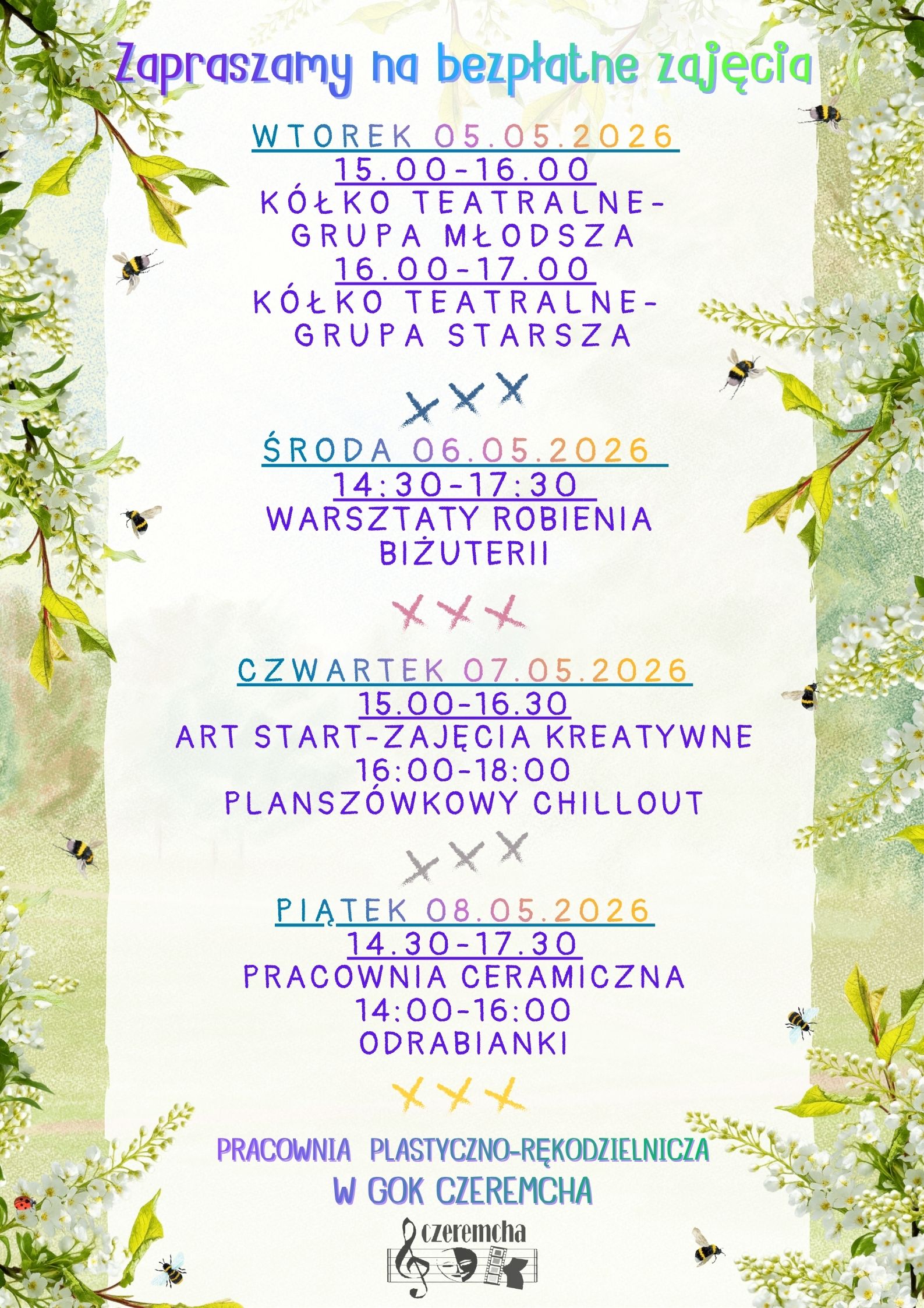 Plan zajęć GOK 05-08.05.2026