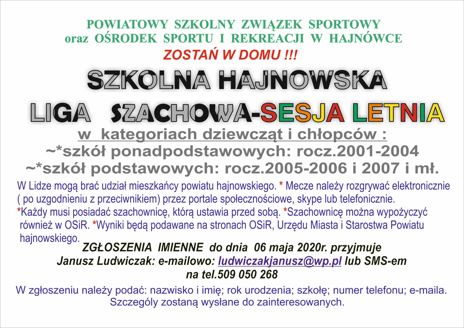 Hajnowska Liga Szachowa plakat