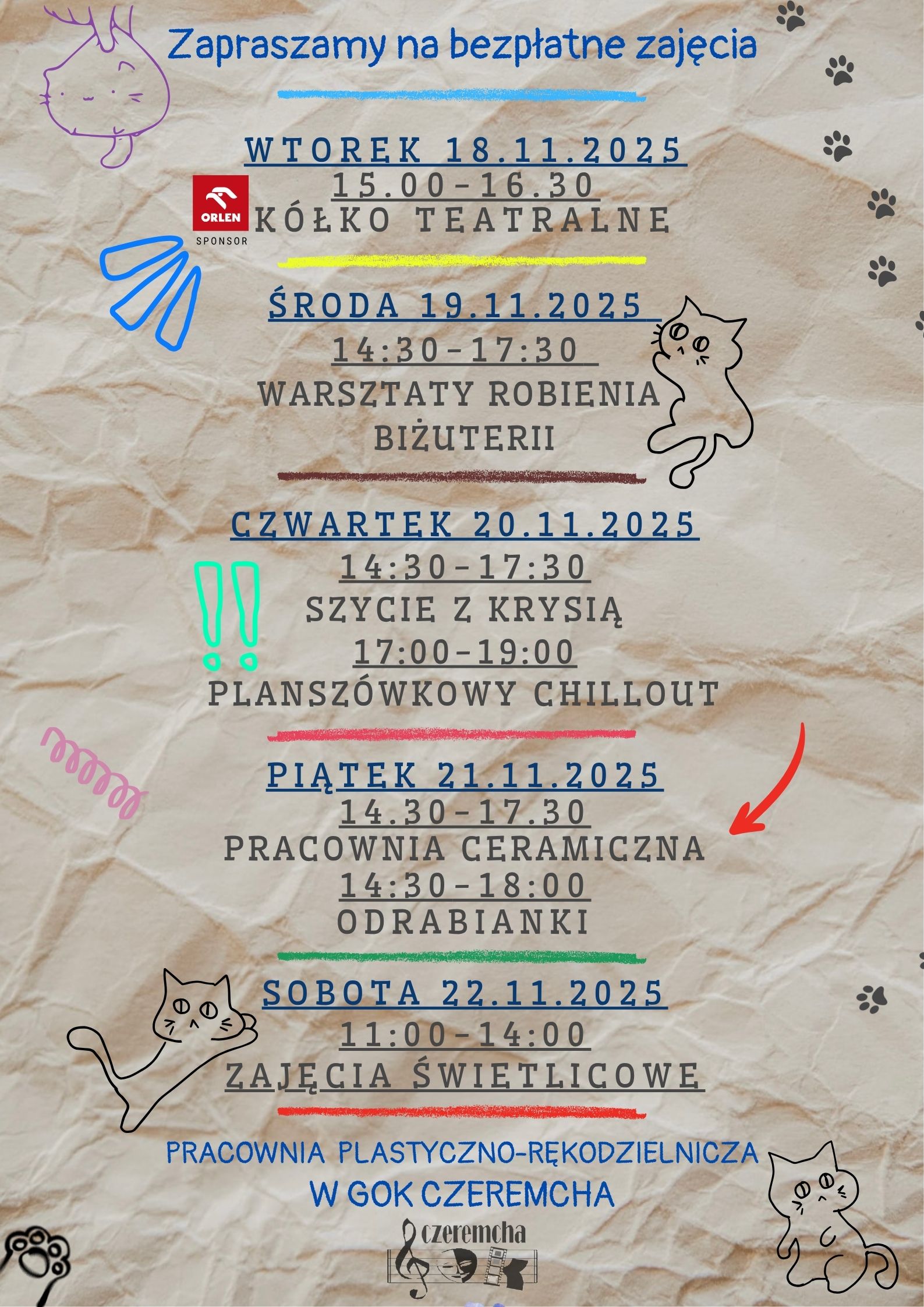 Plan zajęć GOK 18-22.11.2025